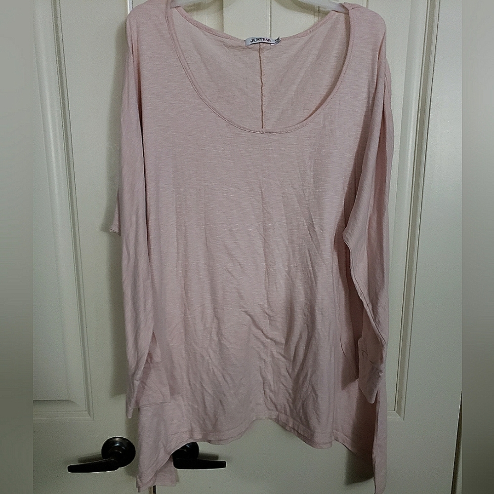 JustFab Pink Tunic Top Asymmetrical hem XXL